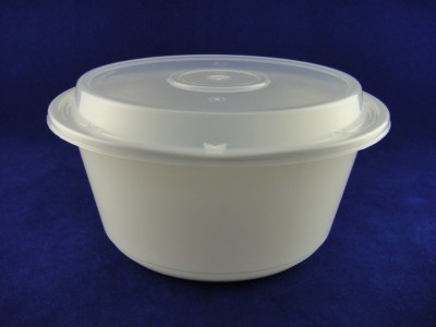 1100P PP Round White Container w/ Clear PP Lid